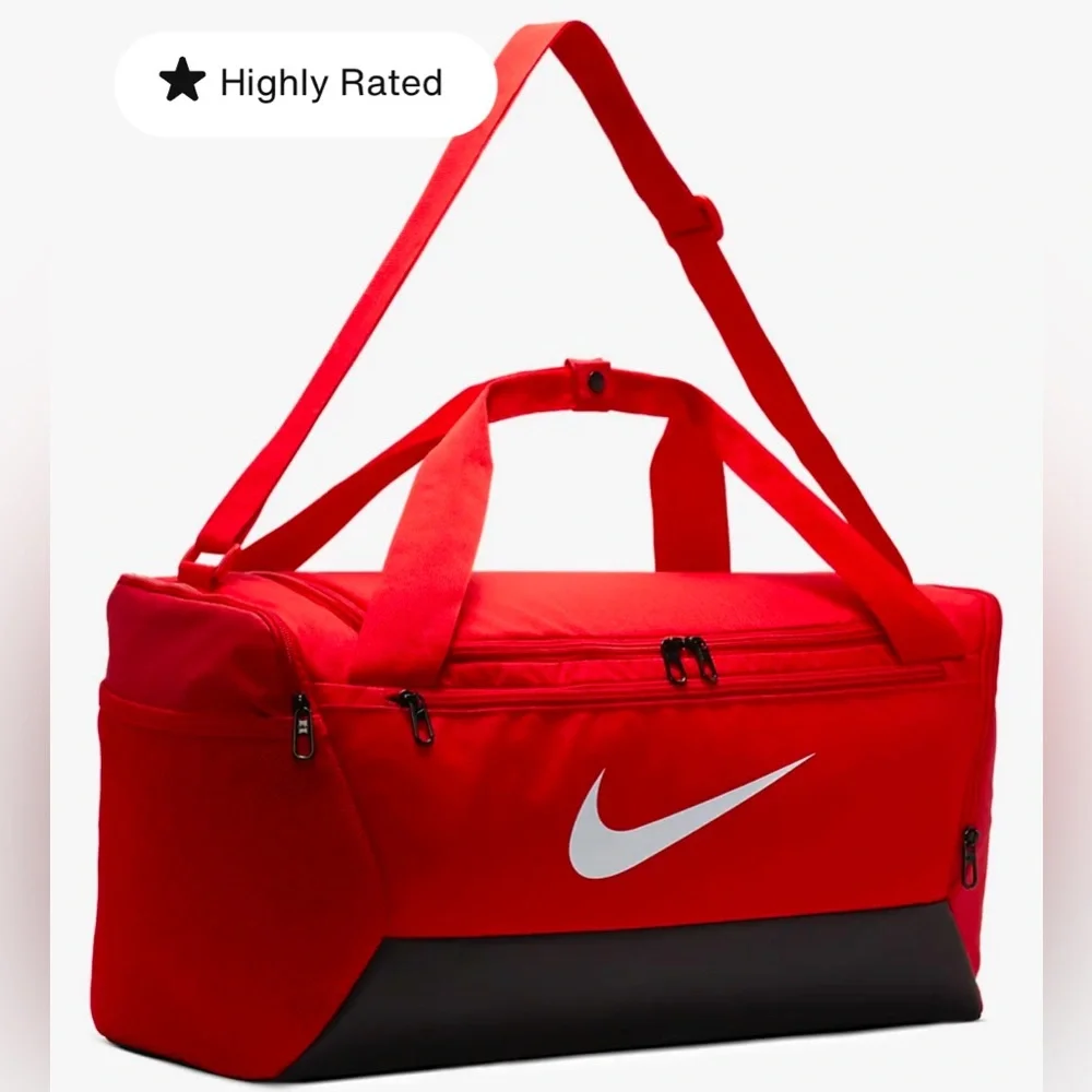 NWT Nike Brasilia Small Training Duffle Bag - Red & Black w/White Check Unisex